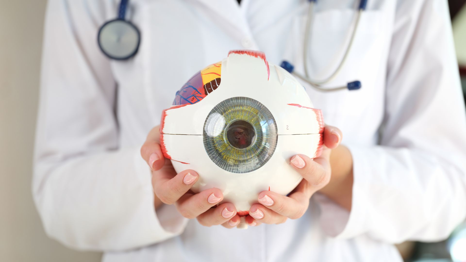 A detailed diagnostic image of eye floaters, captured through an advanced ophthalmological imaging device in a clinical setting in Mississauga. The foreground showcases a high-resolution, cross-sectional view of the vitreous humor within the eye, revealing the intricate patterns and structures of the floating debris. The middle ground features the state-of-the-art imaging equipment, including a slit lamp and a high-powered camera, positioned to capture the precise details of the eye's internal structures. The background depicts a serene, sterile medical environment, with clean white walls and professional medical equipment, conveying a sense of expertise and care. The lighting is soft and diffused, allowing for the clear and accurate visualization of the eye's condition. eye floaters 05